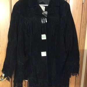 Via Accent Woman’s Suede Leather Fringe Coat